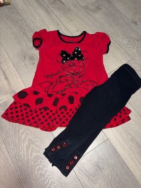 Disney Red and Black Crewneck Top